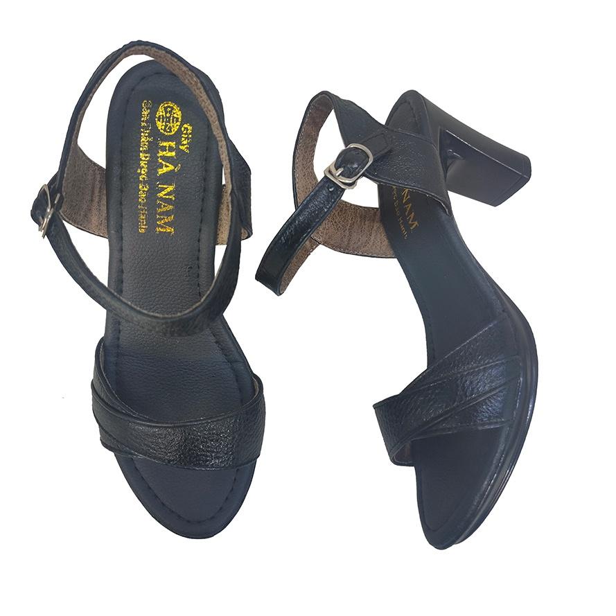 Giày Sandal Nữ Cao Gót Da Bò Thật TiTi ĐÔ Cao Cấp 7cm DNU2129d