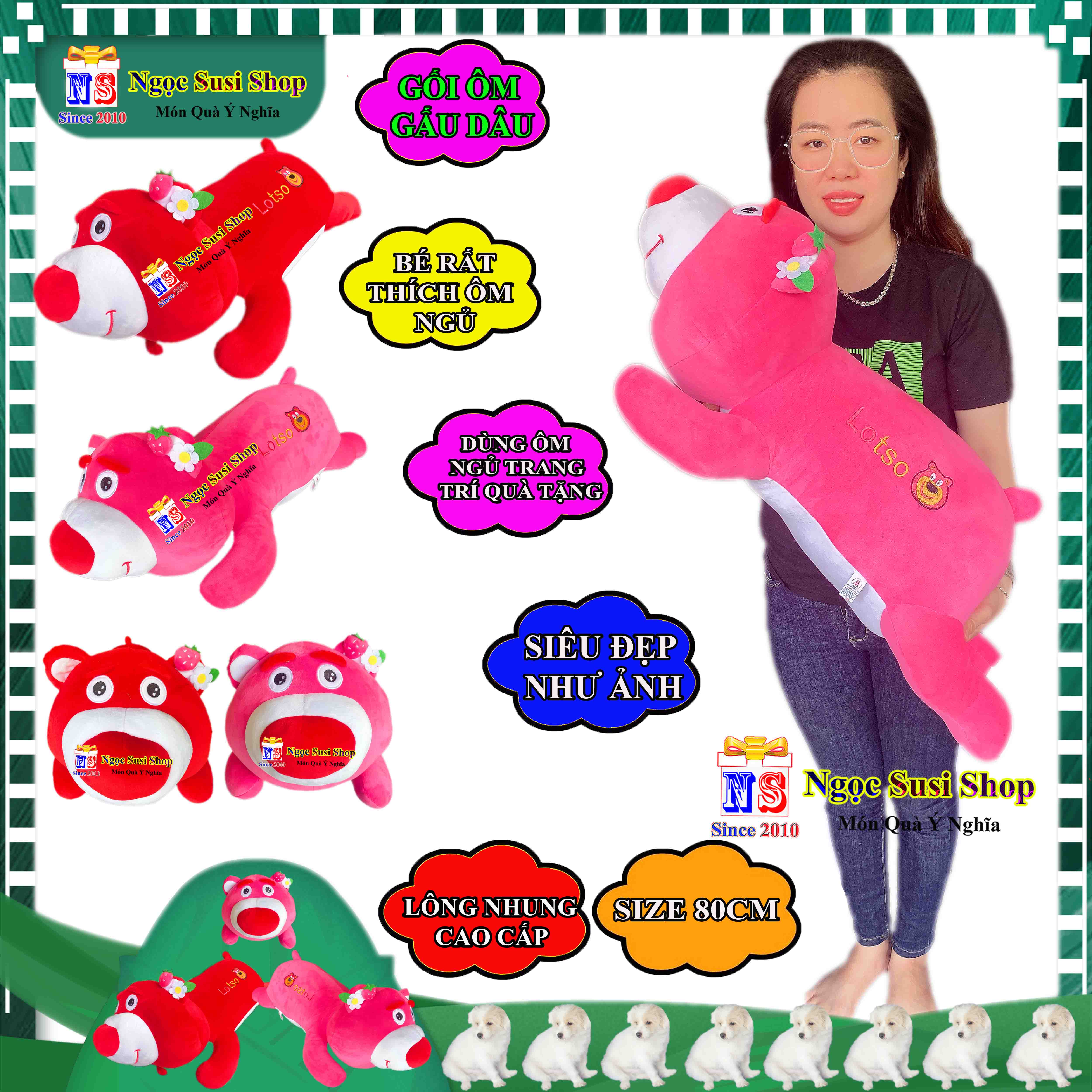 THÚ BÔNG GẤU DÂU KHỔNG LỒ RẤT MỀM MỊN ÔM NGỦ RẤT ĐẸP NHA - GỐI ÔM GẤU DÂU MUA CHỌN SIZE
