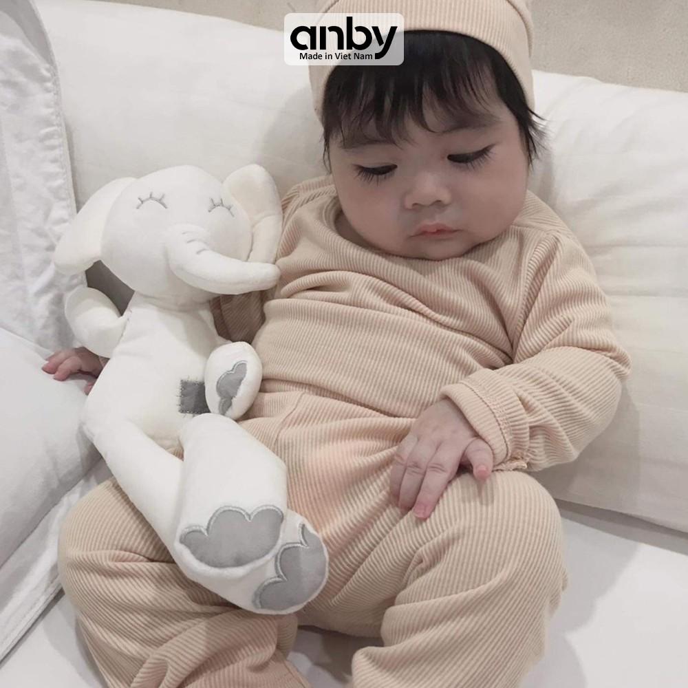 Bộ quần áo dài tay body trẻ em ANBY unisex nhiều màu cho bé từ sơ sinh đến 4 tuổi kèm nón củ tỏi