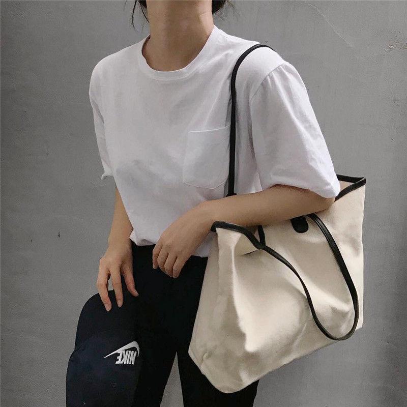 Women's Bag Large Capacity Canvas Bag Women's Shoulder Simple All-Matching Tote