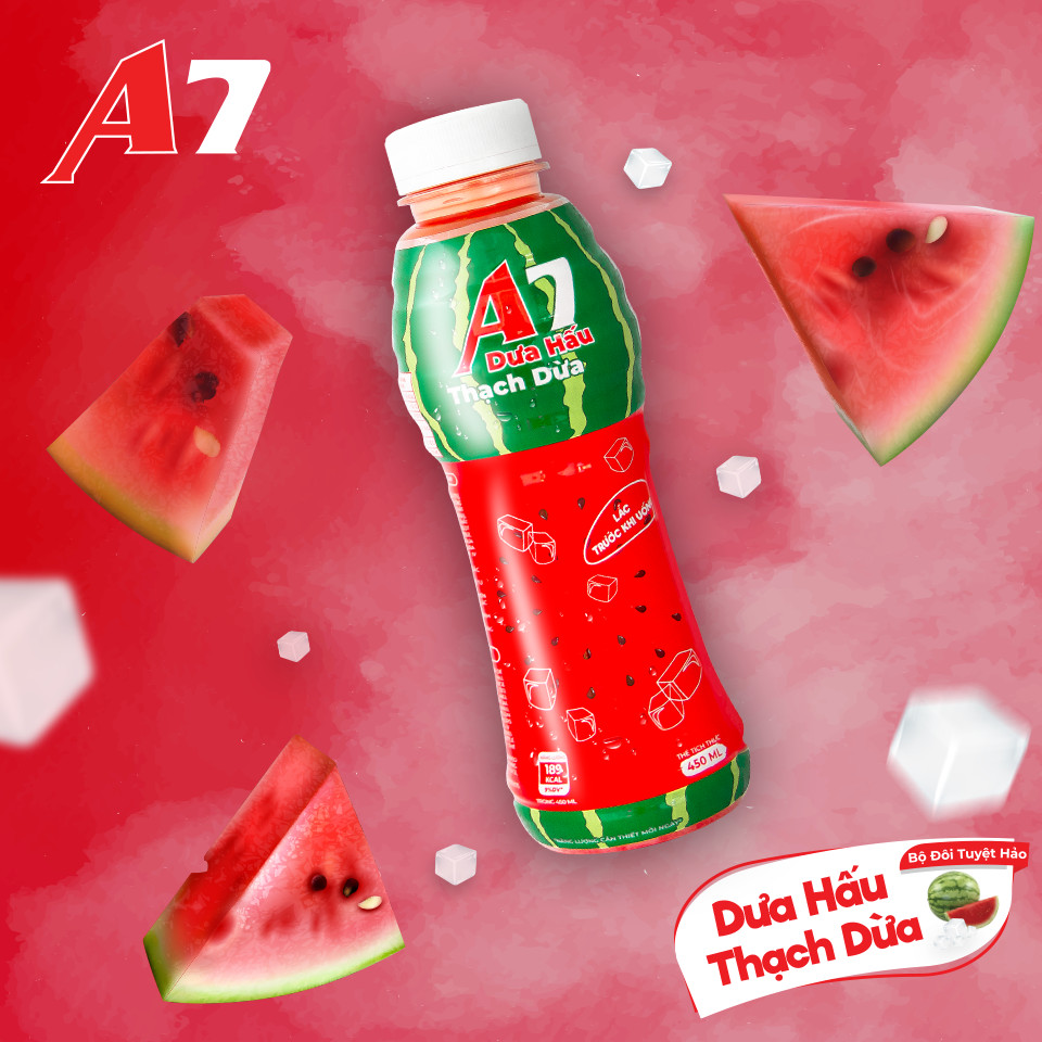 Nước Dưa Hấu Thạch Dừa A7 Chai 450ml - Thùng 24 Chai