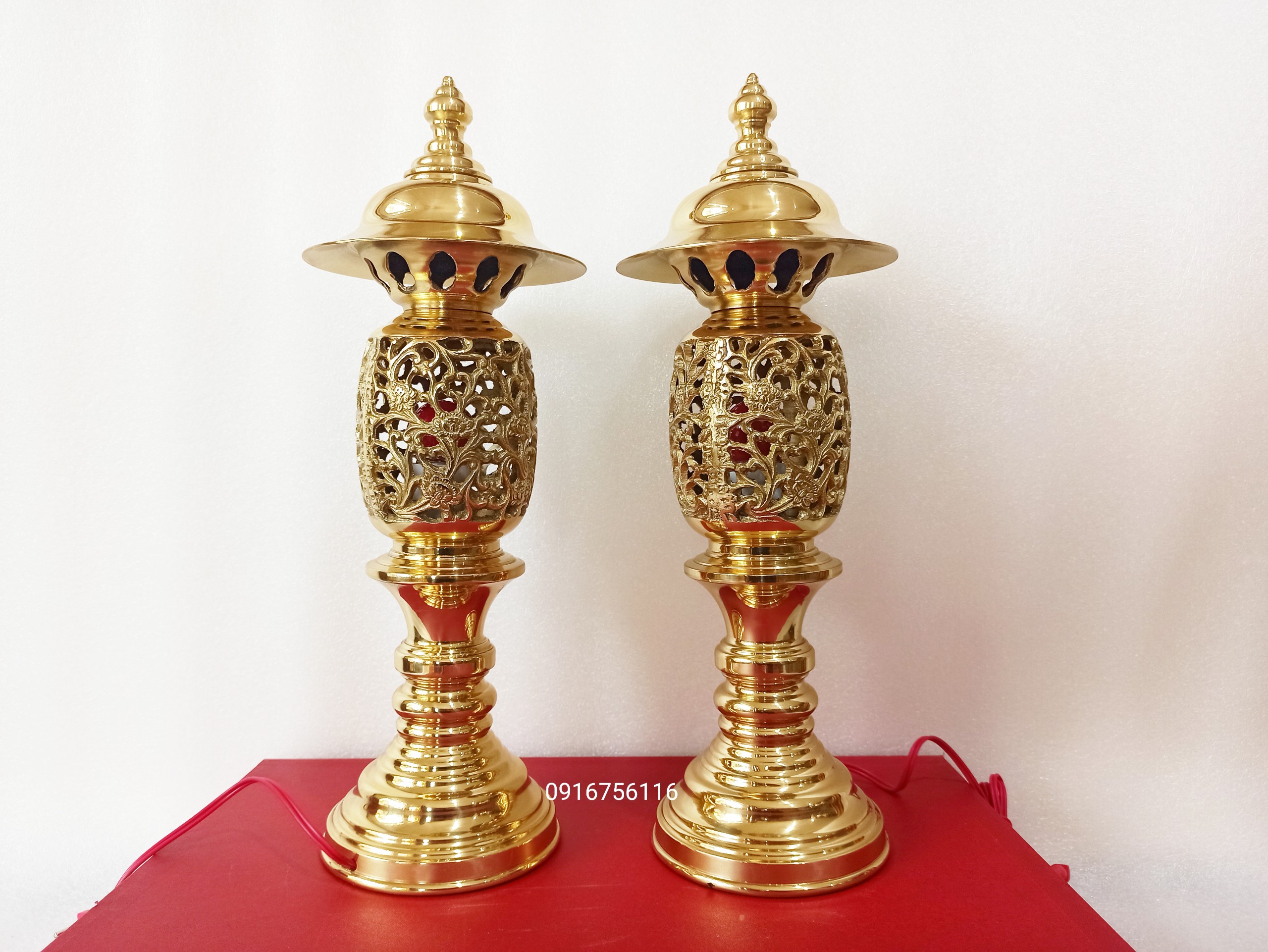 Đèn thờ điện bằng đồng thau cao cấp, đèn thờ phong thủy cỡ lớn, đèn thờ đồng - đồ đồng nguyệt ánh