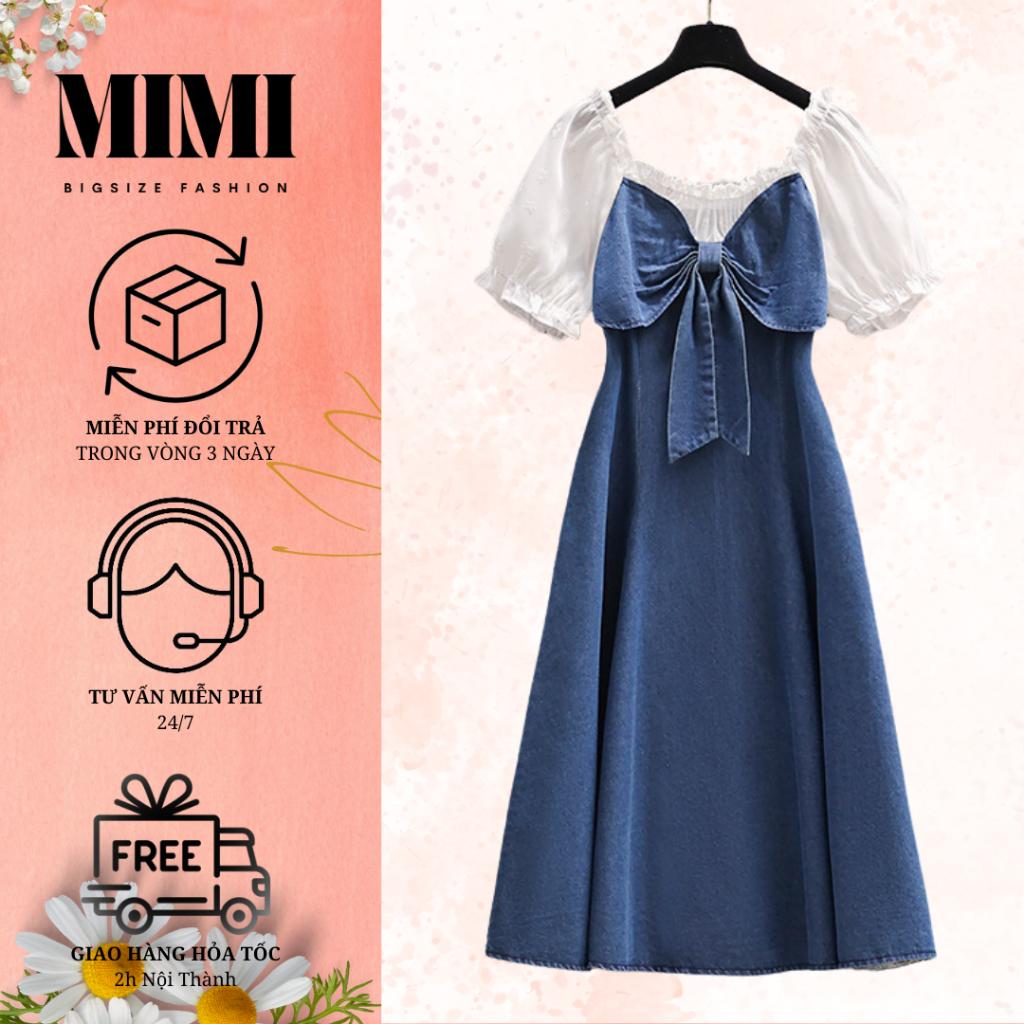 MIMI BigSize [50KG-100KG] Đầm Big Size Dáng Xòe Phối Nơ Nữ Tính