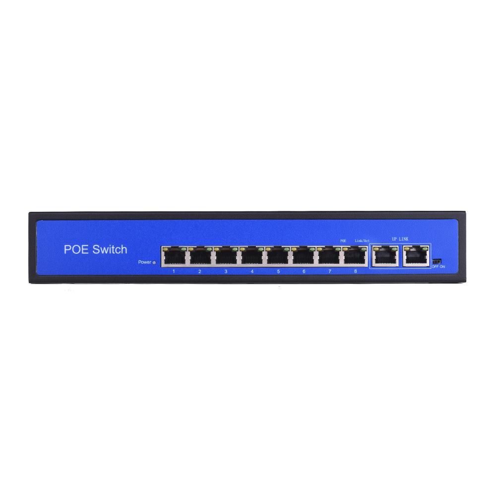 Chuyển nguồn 8 cổng Ethernet 8 + 2BZDN PoE trên 2.0Gbps qua Ethernet IEEE 802.3 48V 3A cho Máy ảnh AP