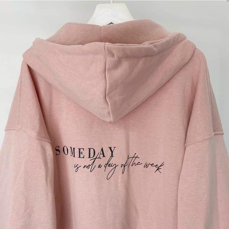 Áo Hoodie Zip Chất Nỉ Ngoại Áo Khoác Nỉ Unisex Form Nam Nữ In Sunday, Áo Khoác Khóa Kéo Áo Khoác Nỉ Ngoại Mềm Mịn In Chữ Sunday Nét Form Unisex Rộng Nam Nữ, Áo Khoác Nỉ Ngoại 2 Màu Hồng-Đen In Chữ Sunday Phong Cách Hàn Quốc