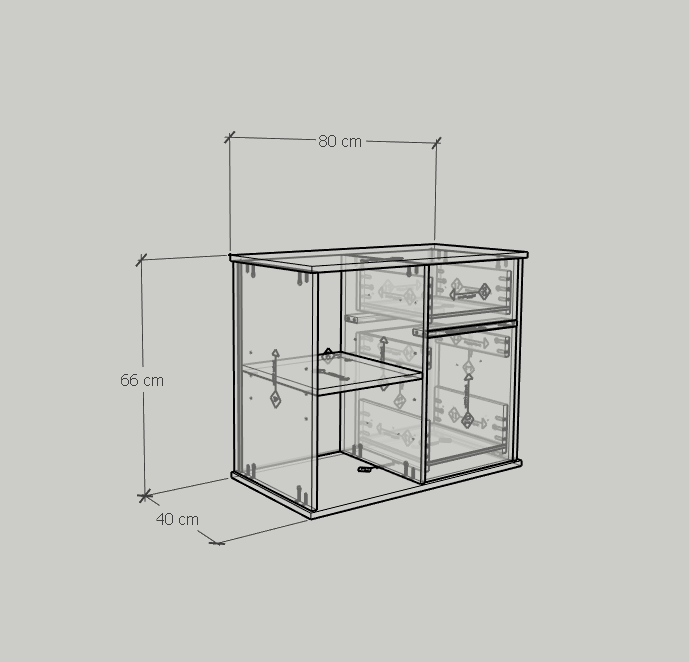 [Happy Home Furniture] COMFEE, Tủ đựng hồ sơ 4 ngăn ,  80cm x 40cm x 66cm ( DxRxC), THK_016