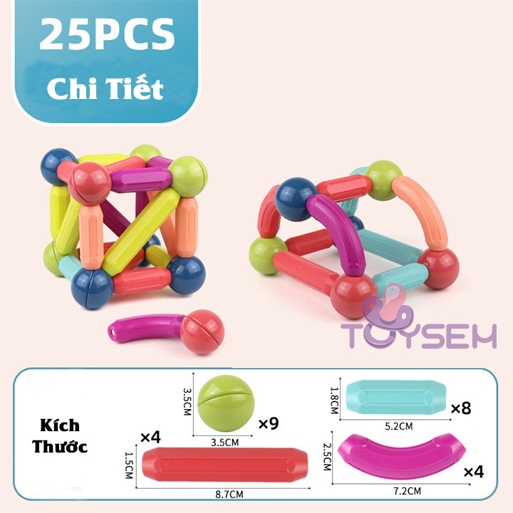 Đồ chơi xếp hình nam châm sáng tạo dành cho bé từ 3 tuổi 36 chi tiết - Đồ chơi lắp ghép xếp hình xây dựng kim tử tháp 3d - Quà tặng sinh nhật cho bé trai, bé gái cute