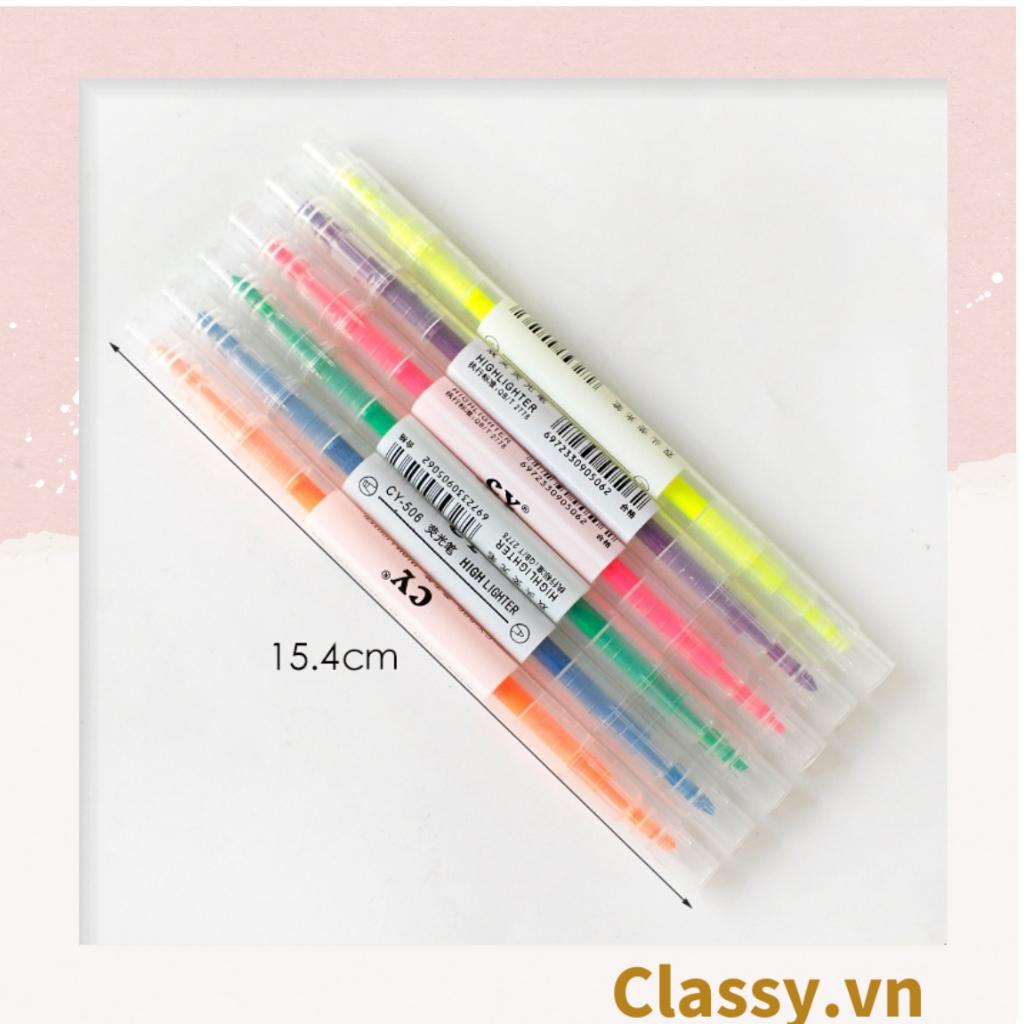 Bộ 6 màu Bút màu highlighter pastel, hỗ trợ học tập làm việc hiệu quả cho học sinh sinh viên nhân viên văn phòng PK1718