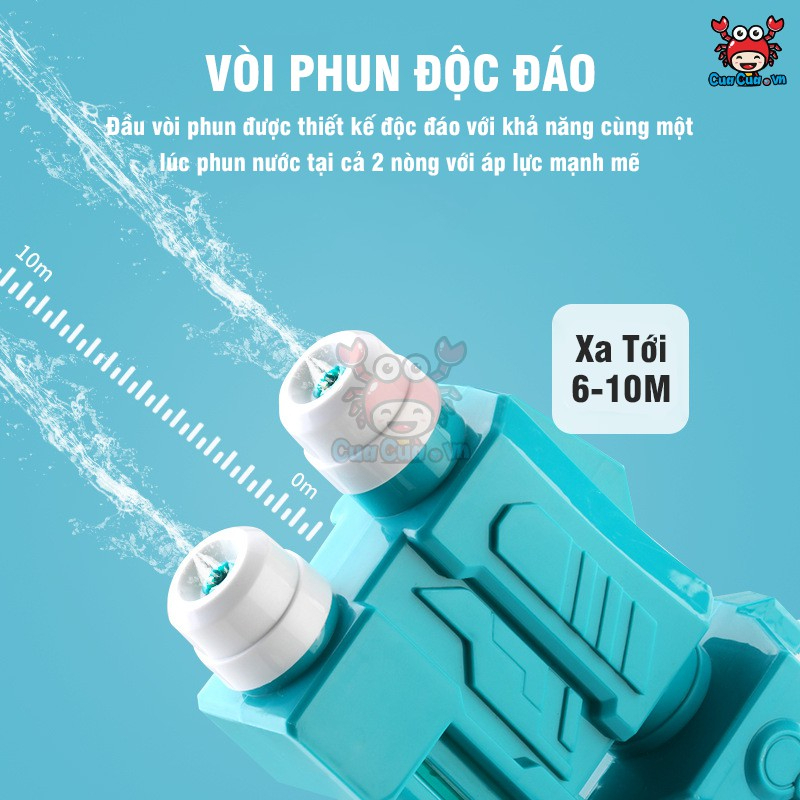 Súng Nước 2 Nòng Cỡ Lớn, Súng Nước 2 Vòi Áp Lực Loại To Bắn Xa - Đồ chơi trẻ em phun nước an toàn cho bé