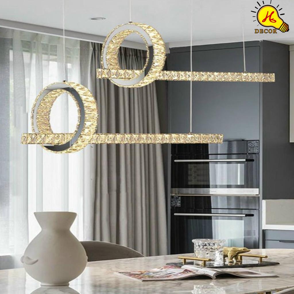 Đèn thả pha lê bàn ăn phòng khách HQ - mã PLT7501 - ánh sáng 3 màu điều chỉnh, không gây chói, bền đẹp HQ DECOR (HÀNG NHẬP KHẨU)