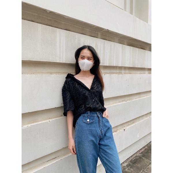 Quần jean ống rộng cá tính REVERCLOTHINGS cá tính size S M L Haley Jeans