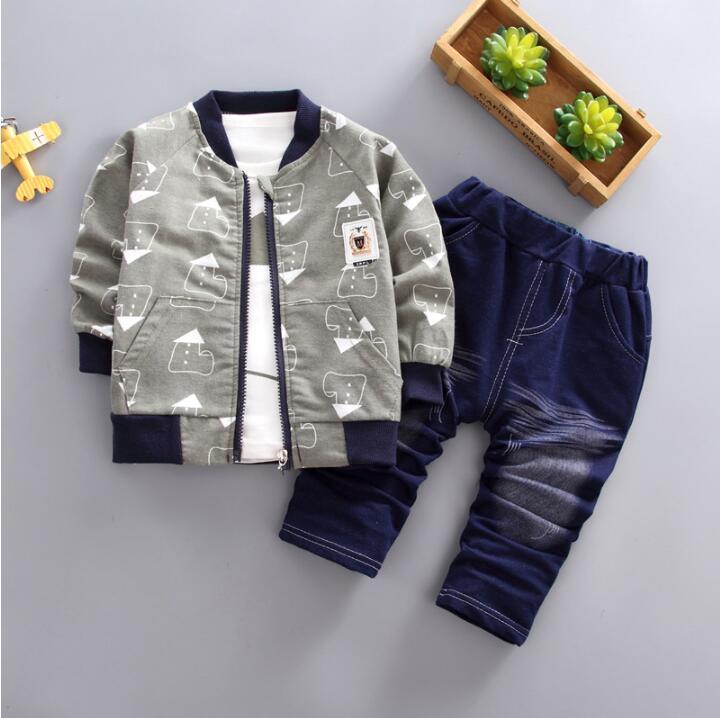 Mùa Xuân, Mùa Thu Tập Đi Cho Bé Bộ Quần Áo Bé Trai Phù Hợp Với Trẻ Em Bé Trai Bộ Quần Áo Cotton Kid Quần Áo Bé Trai Bộ 3 Chiếc Áo Khoác + áo Sơ Mi + Quần