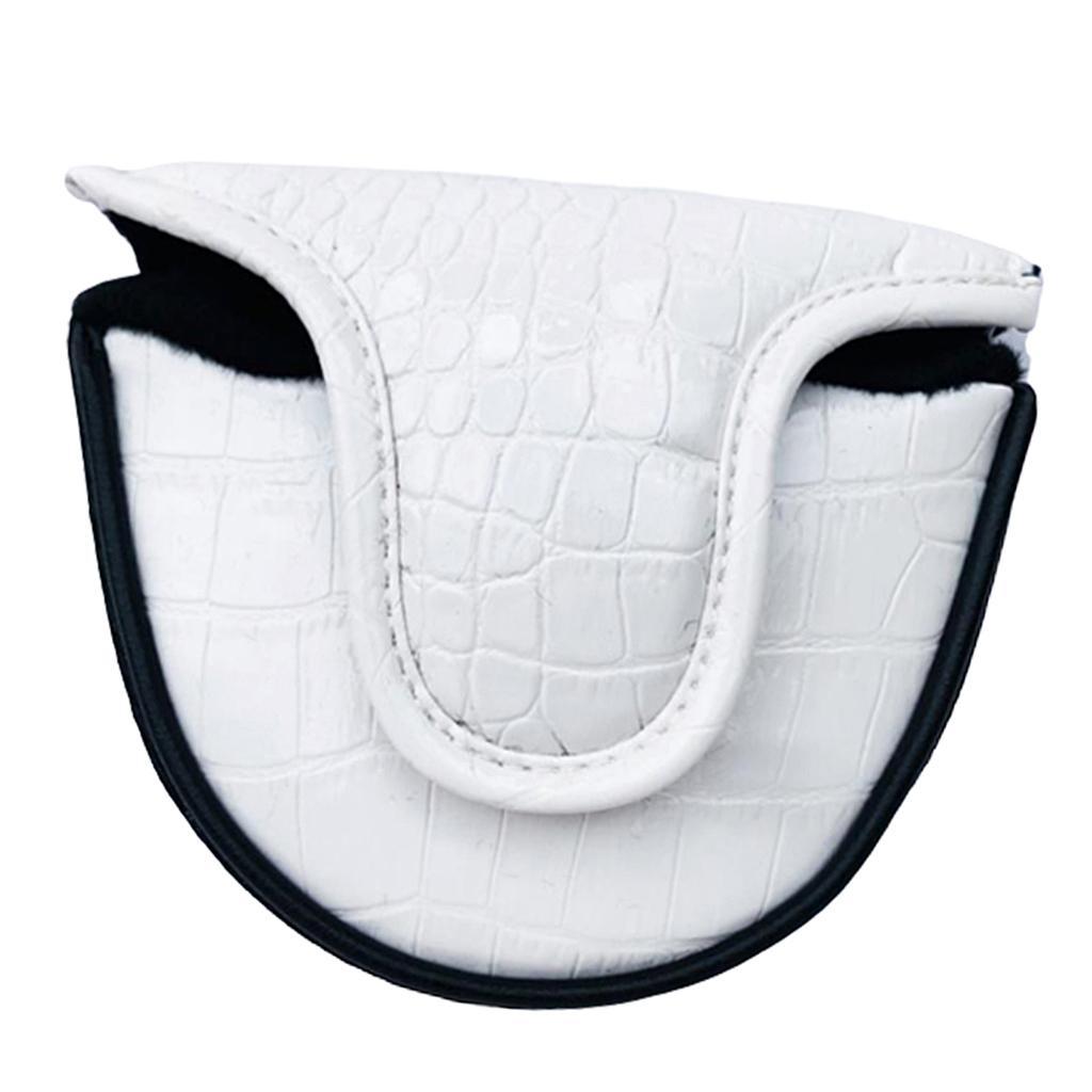 Waterproof PU Golf Mallet Head Cover Club Center Putter Headcover White