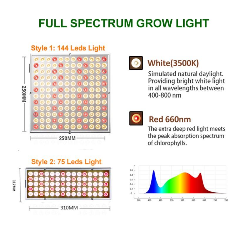 100W Ánh sáng phát triển cây phát triển nhanh Ánh sáng phát triển nhanh đầy đủ LED Quang phổ phát triển Ánh sáng 220V