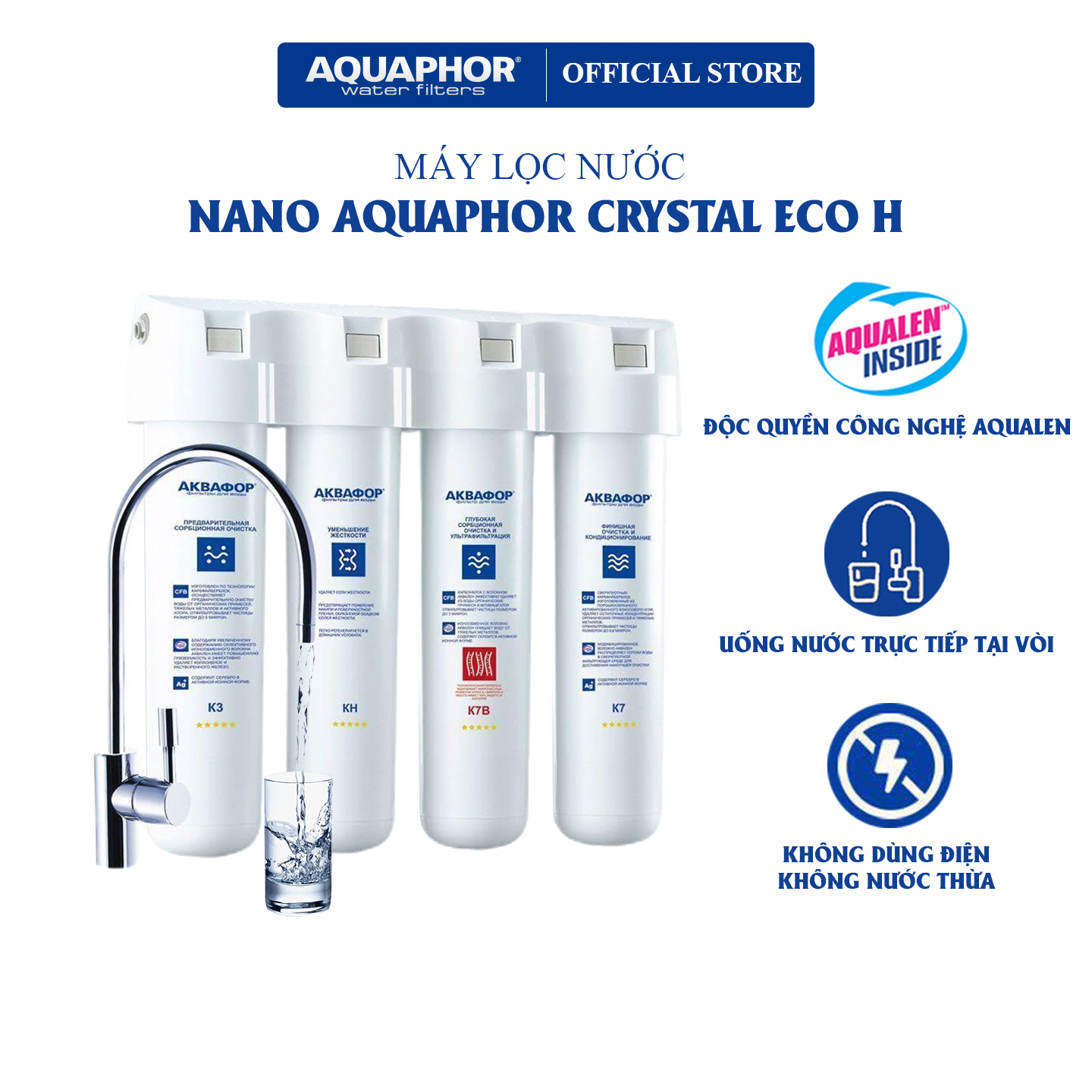 Máy lọc nước Nano Aquaphor Crystal Eco H - Hàng Chính Hãng