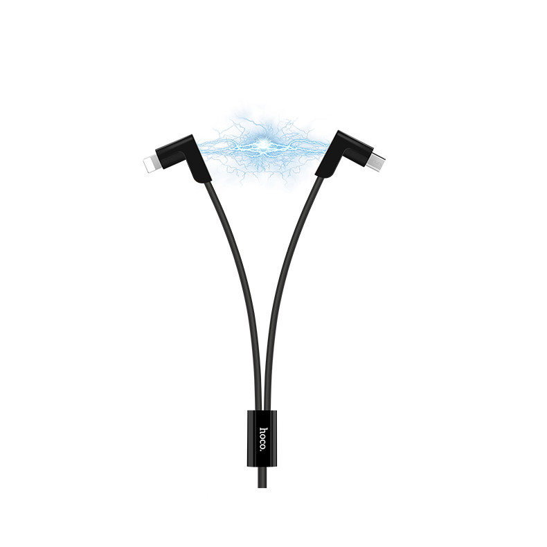 Cáp sạc 2 Trong 1 đầu chữ L HoCo X12 cổng USB/Lightning - Hàng chính hãng