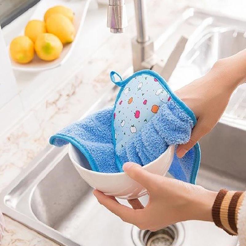 Khăn Lau Tay Nhà Bếp Đa Năng Có Móc Treo, Siêu Mềm, Thấm Hút Tốt, Nhiều Màu AT0660
