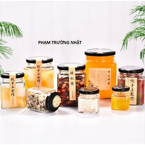 Hũ Vuông Thủy Tinh 750ml , 500ml , 380ml , 280ml , 200ml | Tuỳ chọn màu nắp