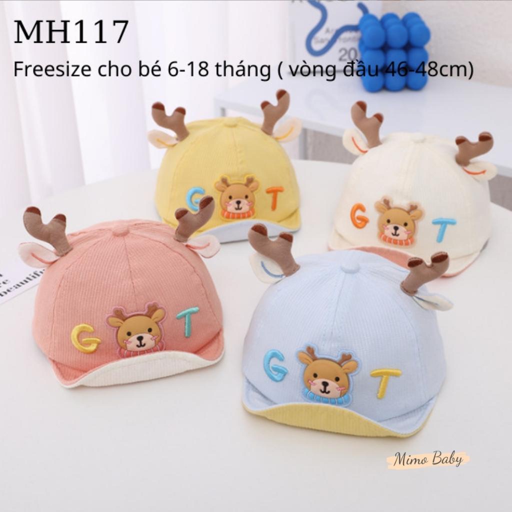 Mũ nón lưỡi trai gắn sừng tuần lộc dễ thương cho bé MH117 Mimo Baby