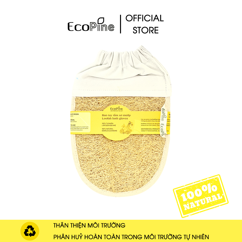 Bao tay tắm xơ mướp ECOPINE 2 mặt xơ