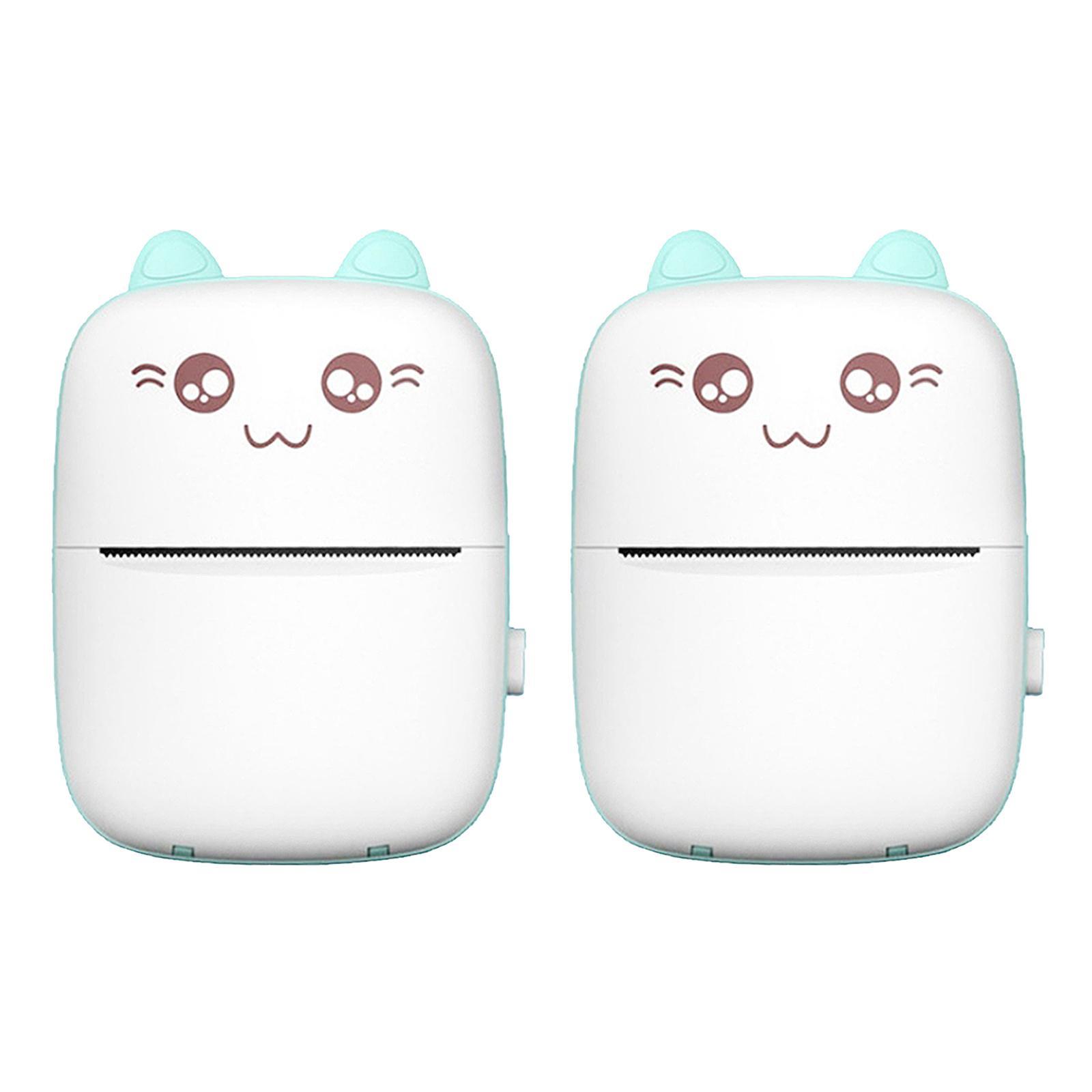 2Pcs Pocket Thermal Printer Mini Photo Printer for Picture Label 57*30mm Paper