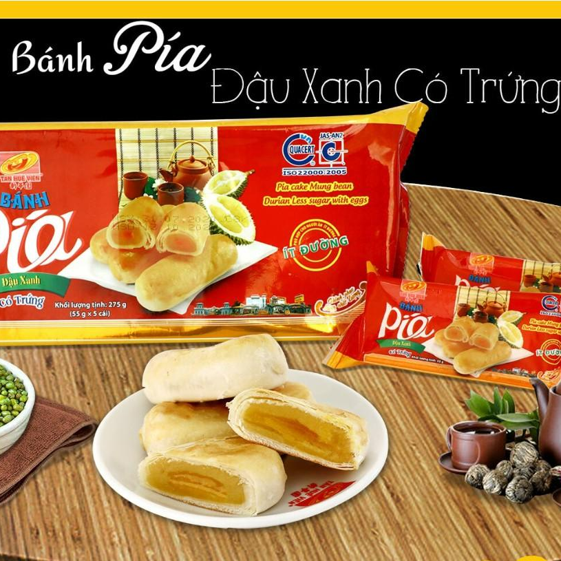 Đặc Sản Bến Tre - Bánh Pía Ít Đường Có Trứng Muối Tân Huê Viên 300G, Bánh Pía Ít Ngọt, Dành Cho Ăn Kiêng