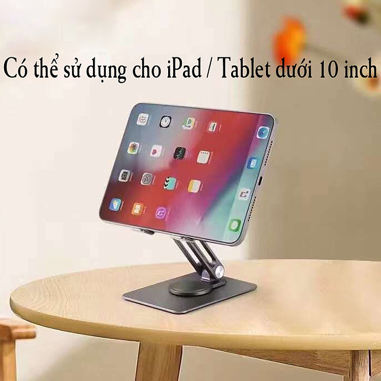 Giá đỡ tản nhiệt hợp kim nhôm xoay 360 độ cho iPad / Tablet / Điện thoại hiệu HOTCASE Desktop Rolation Stand Pad - thay đổi chiều cao, xoay mọi góc độ, gấp gọn khi không sử dụng - Hàng nhập khẩu