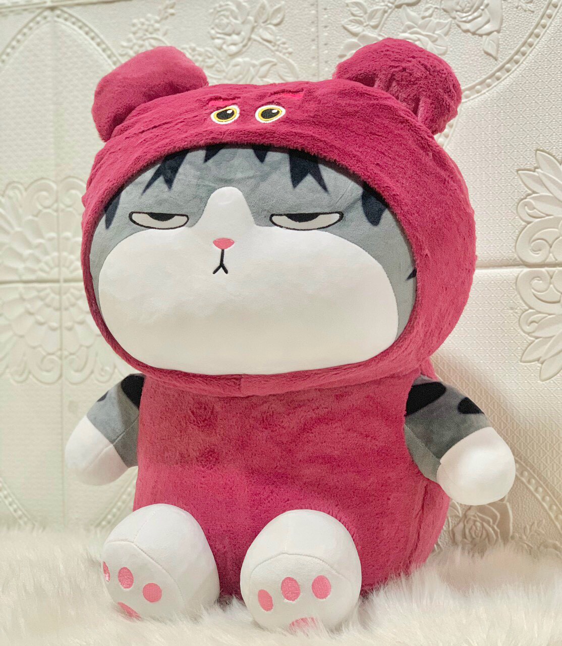 Mèo Hoàng Thượng Cosplay Gấu Dâu Nhồi Bông Mềm Mại Cao 45cm An Toàn Khi Sử Dụng