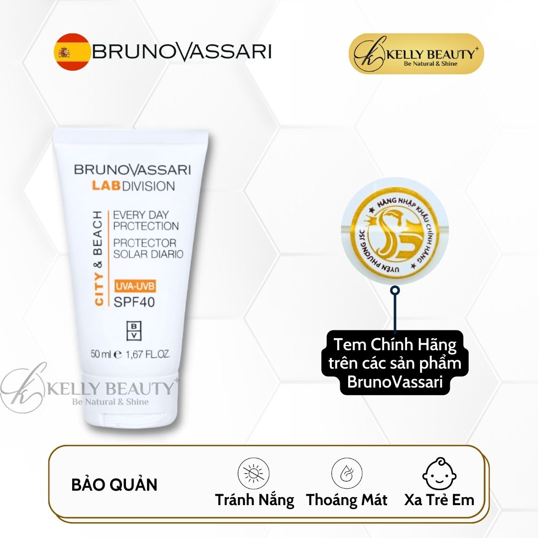 Kem Chống Nắng Phổ Rộng City & Beach Everyday Protection SPF40 - Bruno Vassari | Kelly Beauty