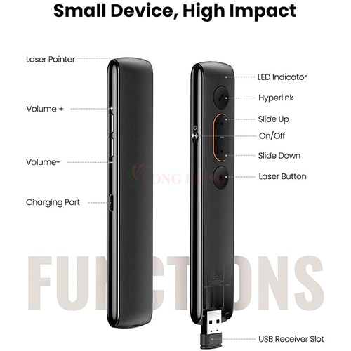 Bút trình chiếu Laser Ugreen Wireless Presenter LP180 - Hàng chính hãng