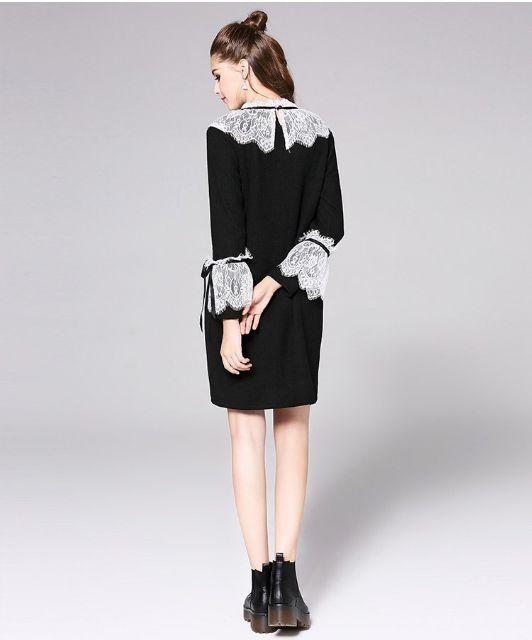 ĐẦM SUÔNG FROM RỘNG PHỐI REN CỘT NƠ