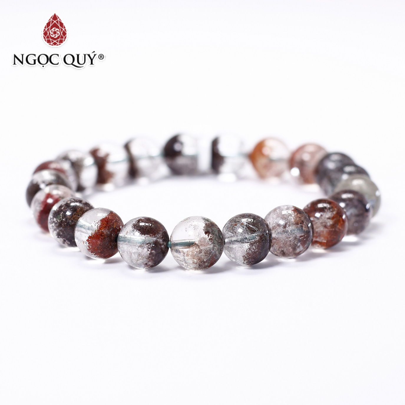 Vòng tay đá thạch anh ưu linh nâu đỏ 9.5mm mệnh hỏa, mộc - Ngọc Quý Gemstones