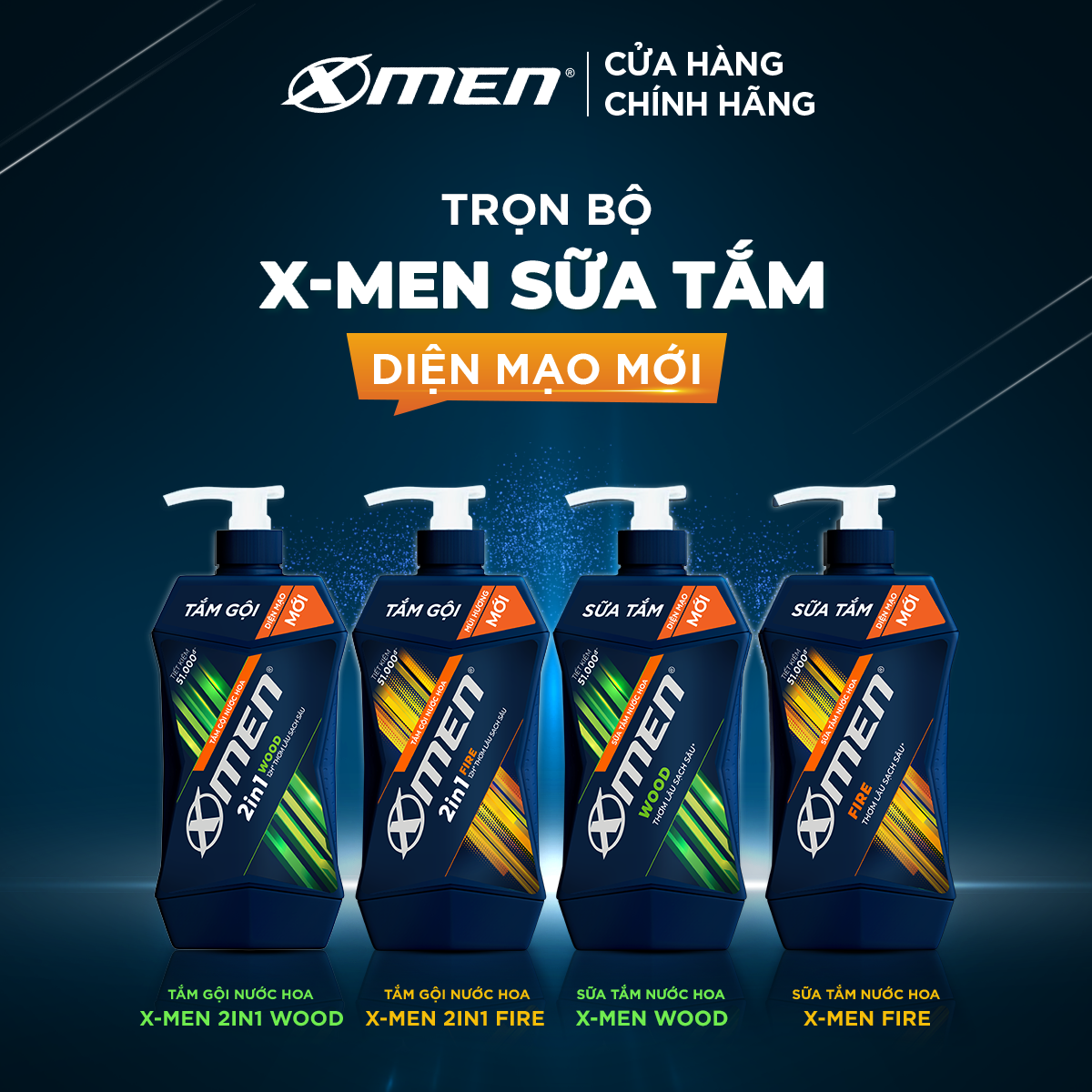 Combo Dầu Gội X-Men Nước hoa Fire 650G và Sữa Tắm X-Men Nước hoa Fire 650G