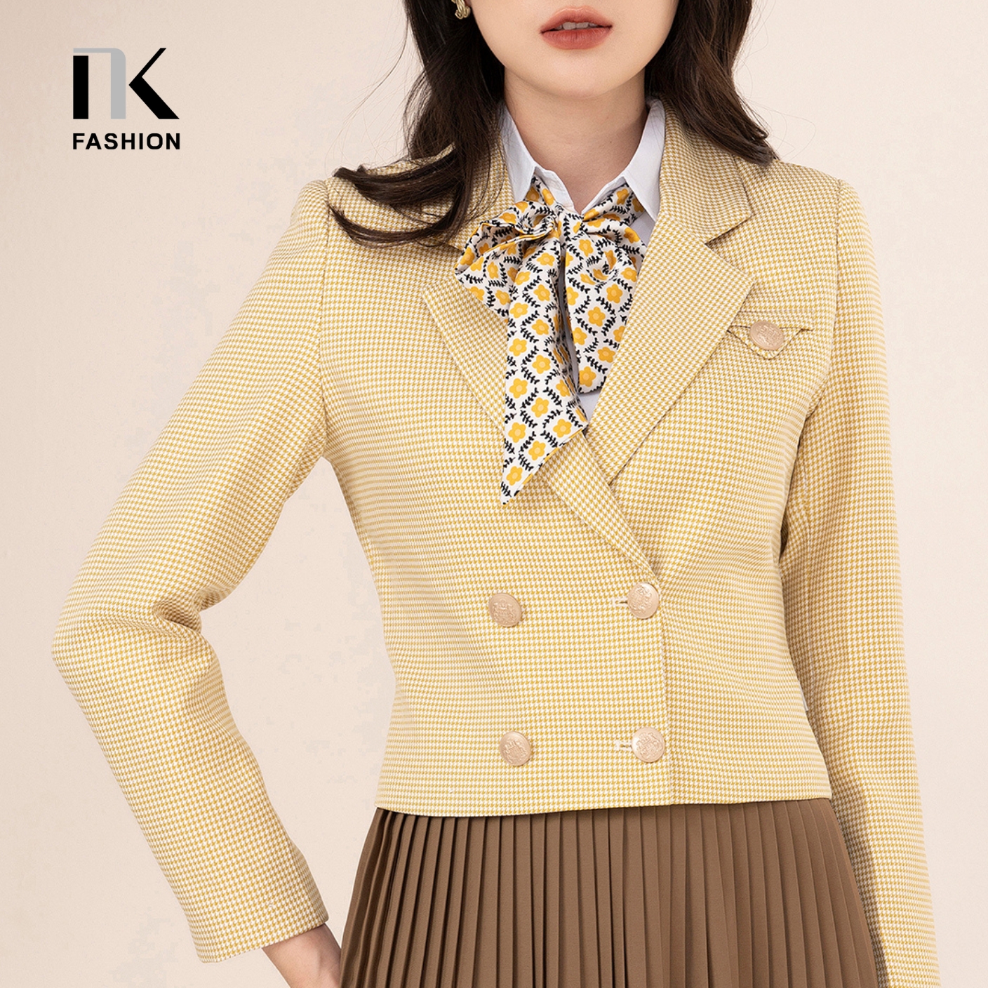 Áo Vest Nữ Công Sở Hàn Quốc NK Fashion Croptop Dáng Ngắn 5 Cúc Đồng Thời Thượng Chất Liệu Cao Cấp NKAK2209002