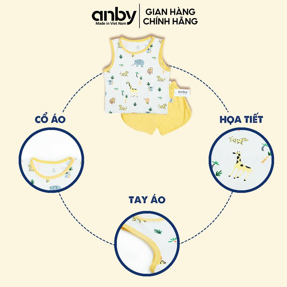 Quần áo trẻ em ANBY bộ ba lỗ cho bé trai và bé gái hình thú chất vải thun lạnh kiểu dáng sát nách từ 0 - 5 tuổi AB34