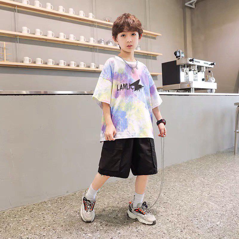 Đồ bộ bé trai Con Xinh cotton họa tiết in loang LAMLIZE, thời trang dành cho trẻ em từ 4 đến 10 tuổi
