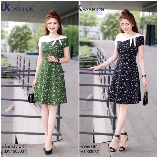 Đầm xoè sóng ngực buộc nơ sale