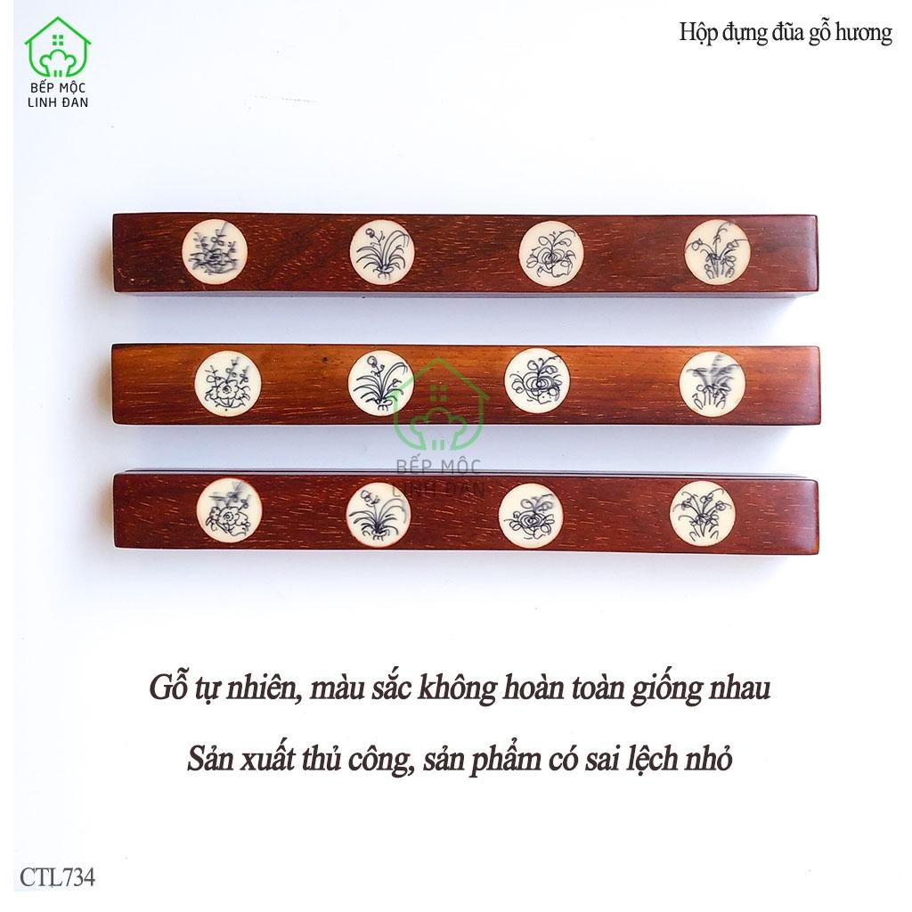 Hộp Đựng 1 Đôi Đũa Gỗ Hương HAHANCO_Chạm Khảm Thủ Công Kỹ Đẹp