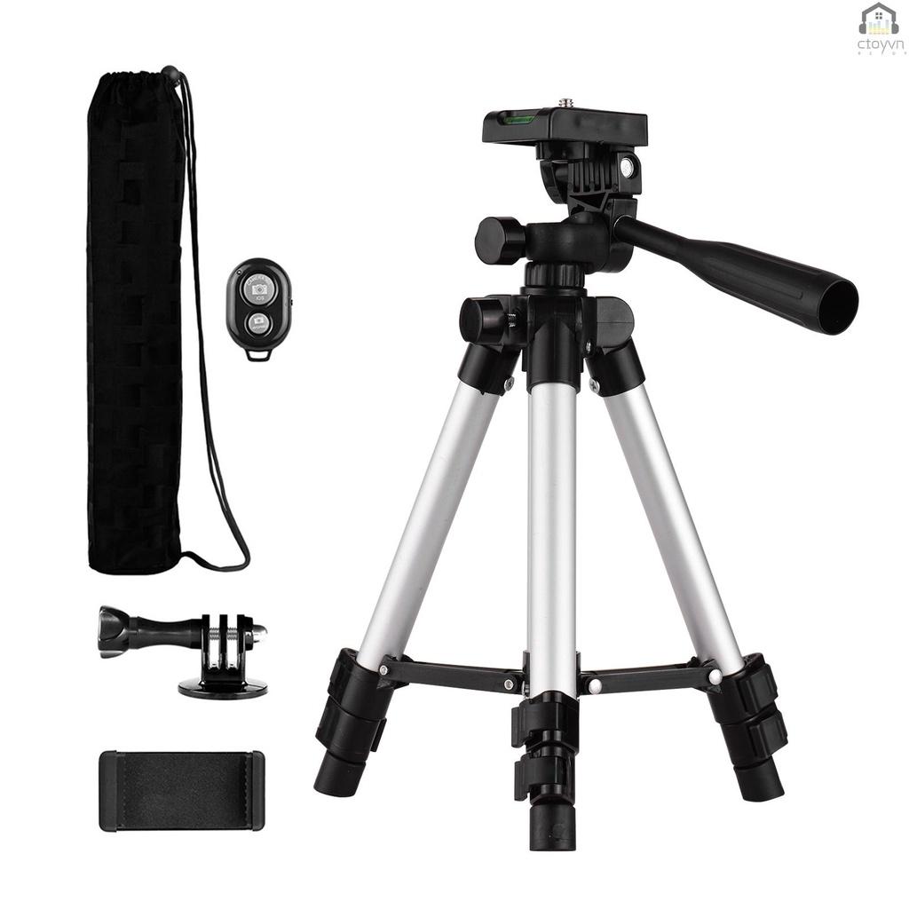 Giá đỡ ba chân để bàn mini bằng hợp kim nhôm có ốc vít điều chỉnh chiều cao 21cm-65cm kèm túi đựng cho điện thoại