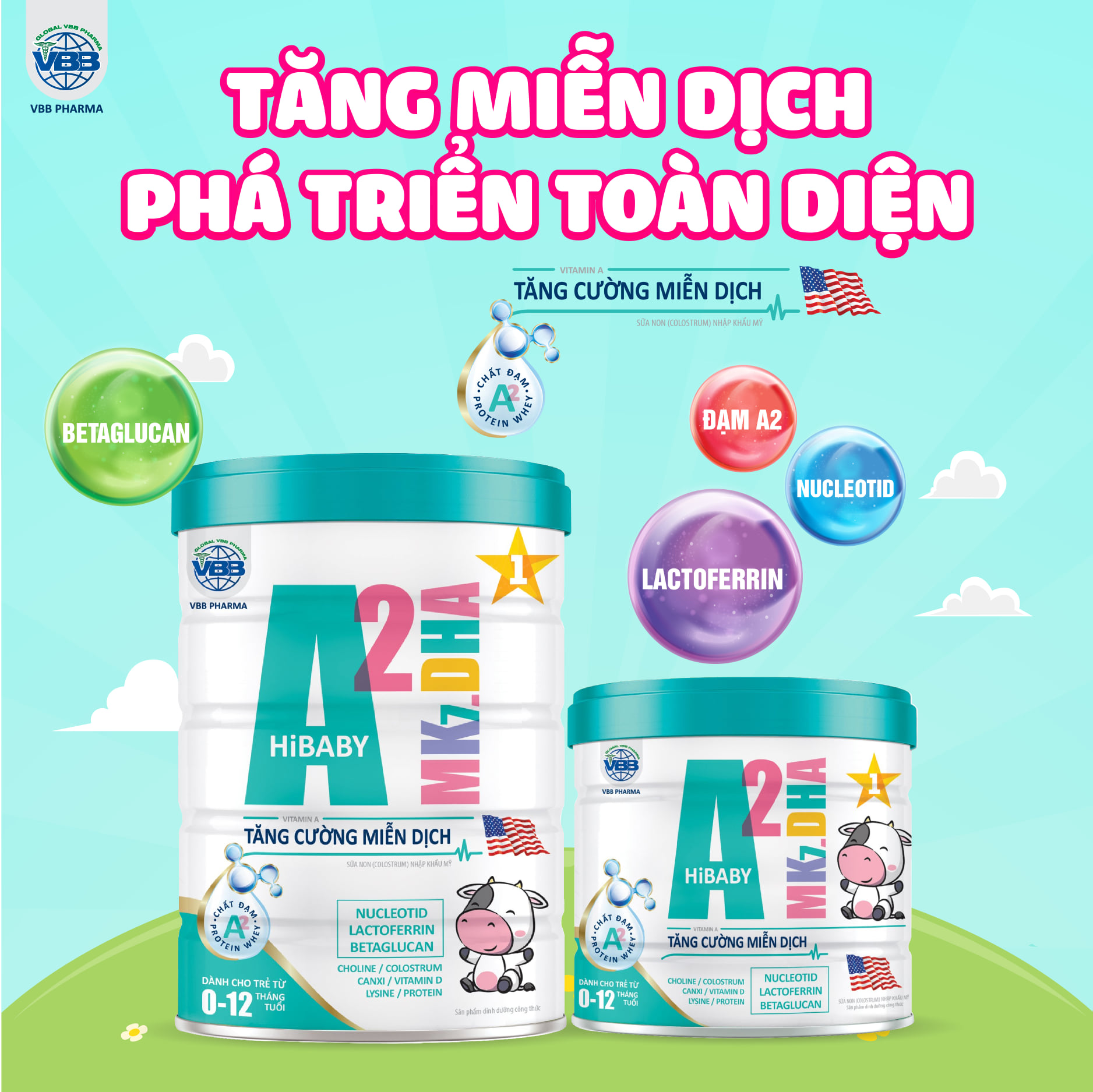 Sữa Bột A2 Mk7.DHA HiBaby- Phát triển toàn diện