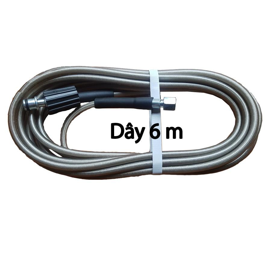 Bộ dây rửa xe 6 m của máy rửa xe mi ni gia đình ren vào máy ren 22.ren vào súg ren 14