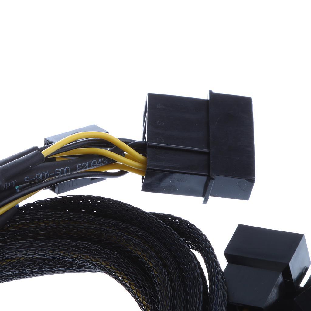 45cm PWM 3/4 pin 6 ways Y Splitter PC Fan Power Cable Cord Black Sleeved