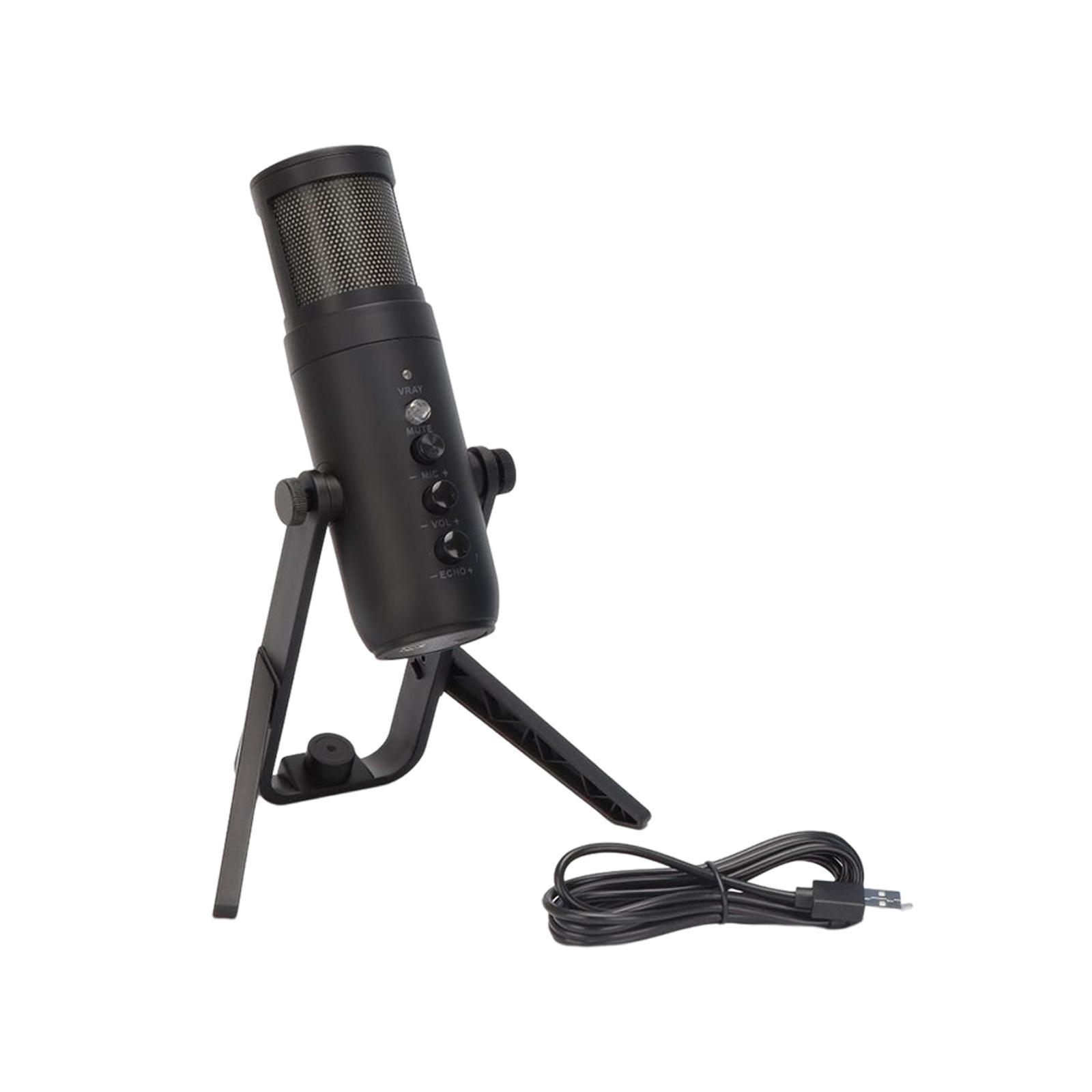 USB Computer Microphone Cardioid  Work Mic Condenser Microphone for PC Laptop Desktop with RGB Light Mute Button