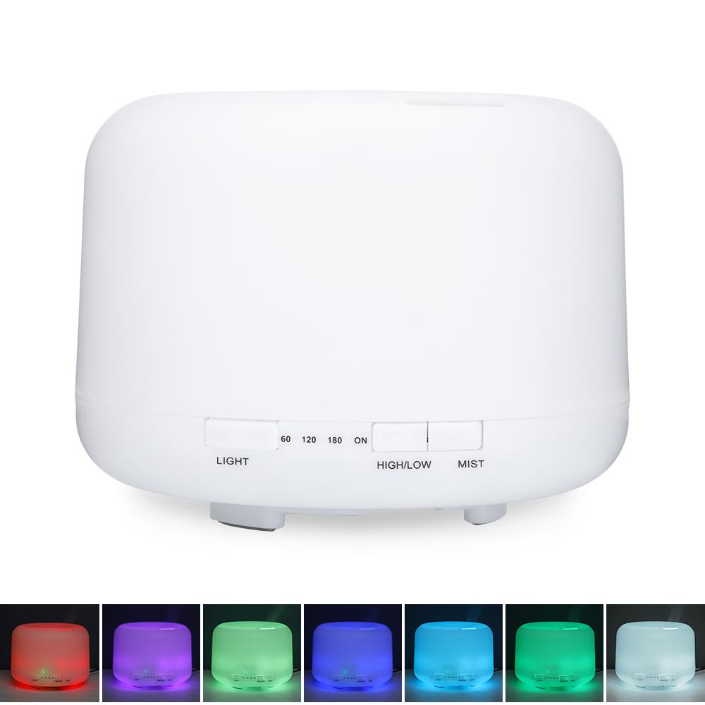 7 Màu Đèn LED Ánh Sáng Điện Máy Tạo Độ Ẩm Không Khí Tinh Tinh Dầu Khuếch Tán Tinh Dầu 500ML Siêu Âm Thanh Máy Tạo Độ Ẩm Phun Sương Tạo