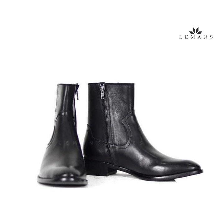 [MUA 1 = 4 BOOTS] Giày da bò Zip (Harness) Boots Black LeMans ZB01B, phối đai xích tạo thành 3 đôi Harness, bảo hành 24 tháng