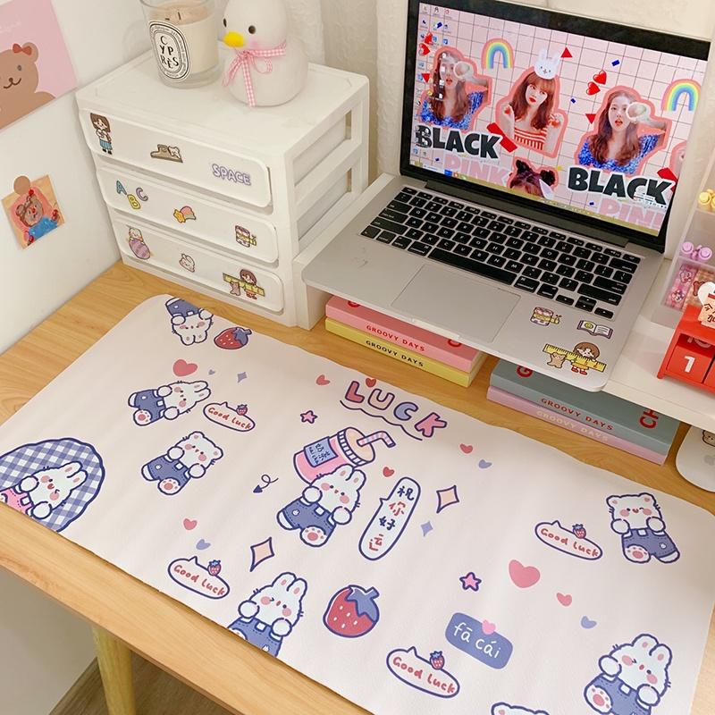 Soft Cartoon Dots cute bear rabbit desk mat student dormitory mouse pad computer keyboard desk pad HBJL