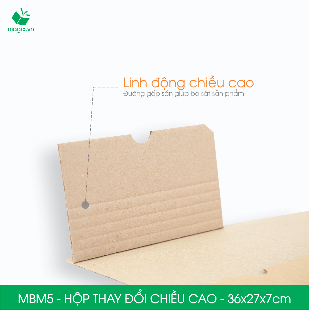 MBM5 - 36x27x7cm - Combo 20 Hộp carton thay đổi chiều cao - Thùng carton đóng hàng