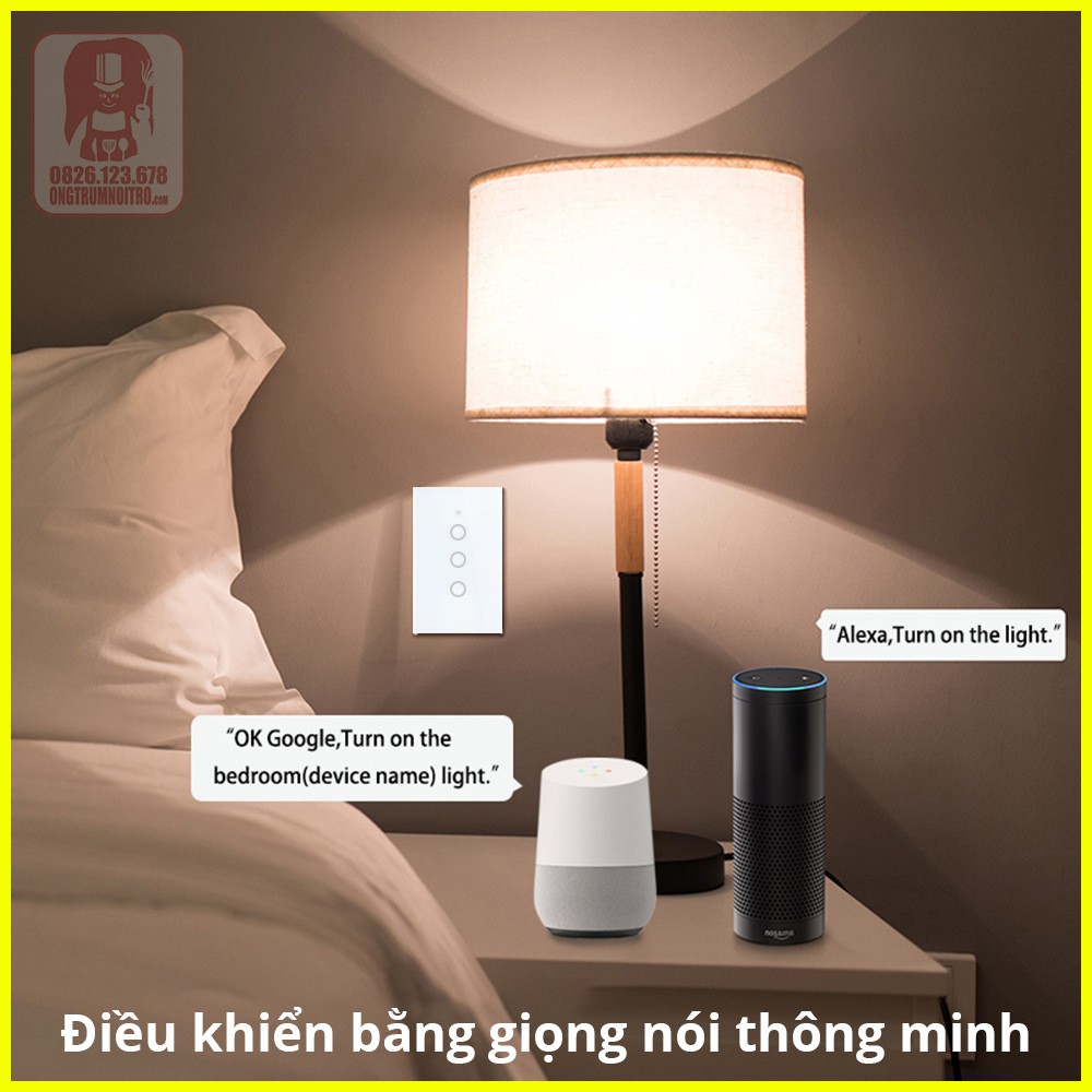 Công tắc wifi Tuya không N, RF433 cảm ứng kính cường lực dùng app - HÀNG NHẬP KHẨU