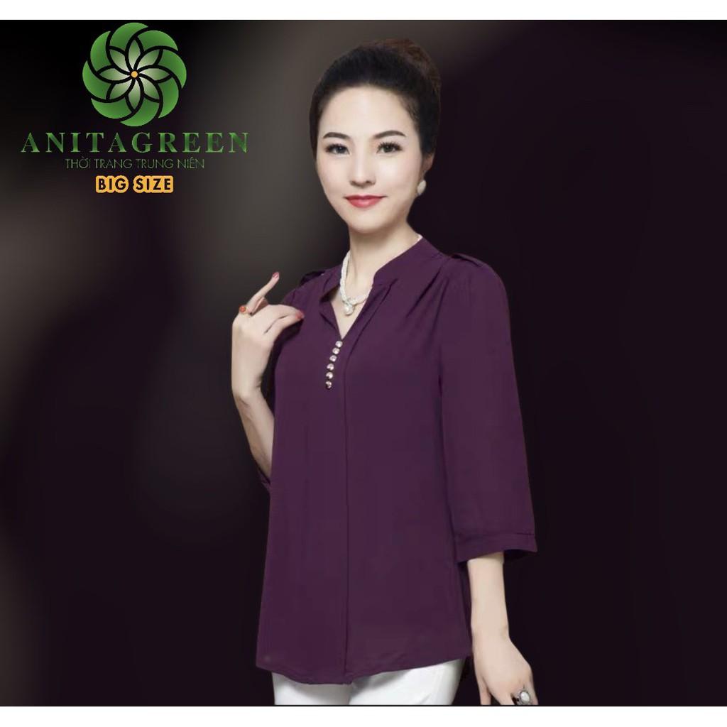 áo trung niên tay lửng đính nút (đồ trung niên Anitagreen) AG101-1220