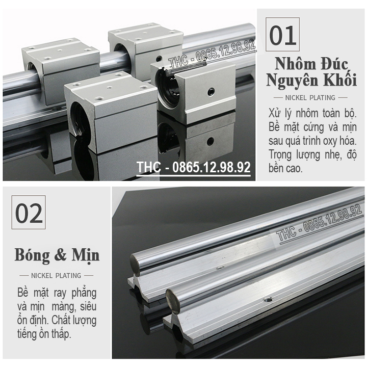 Thanh Ray Trượt Tròn Có Đế Ø25mm Ty Trượt Chịu Lực Chống Rung Chống Rỉ
